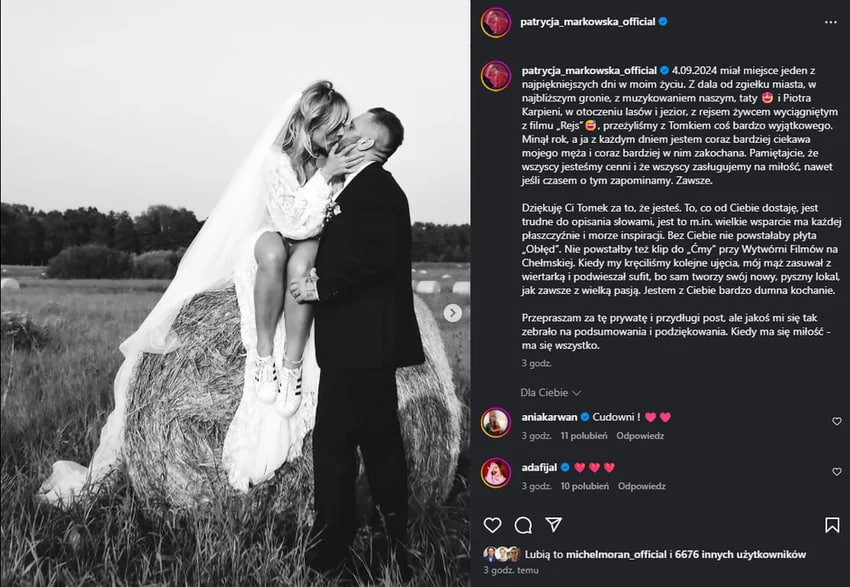Patrycja Markowska świętuje rocznicę ślubu