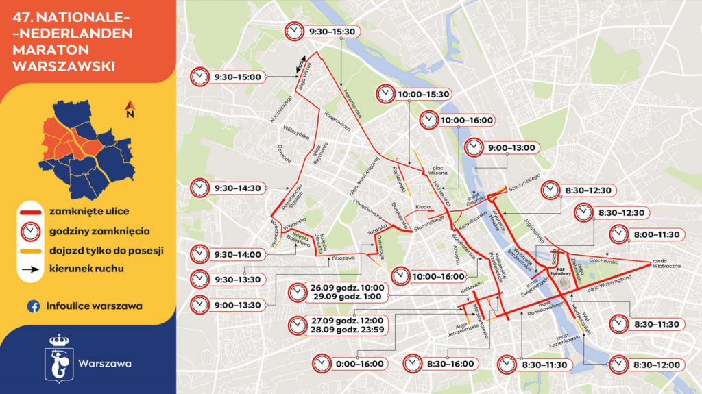 Maraton Warszawski 2025 – zmiany w ruchu i utrudnienia